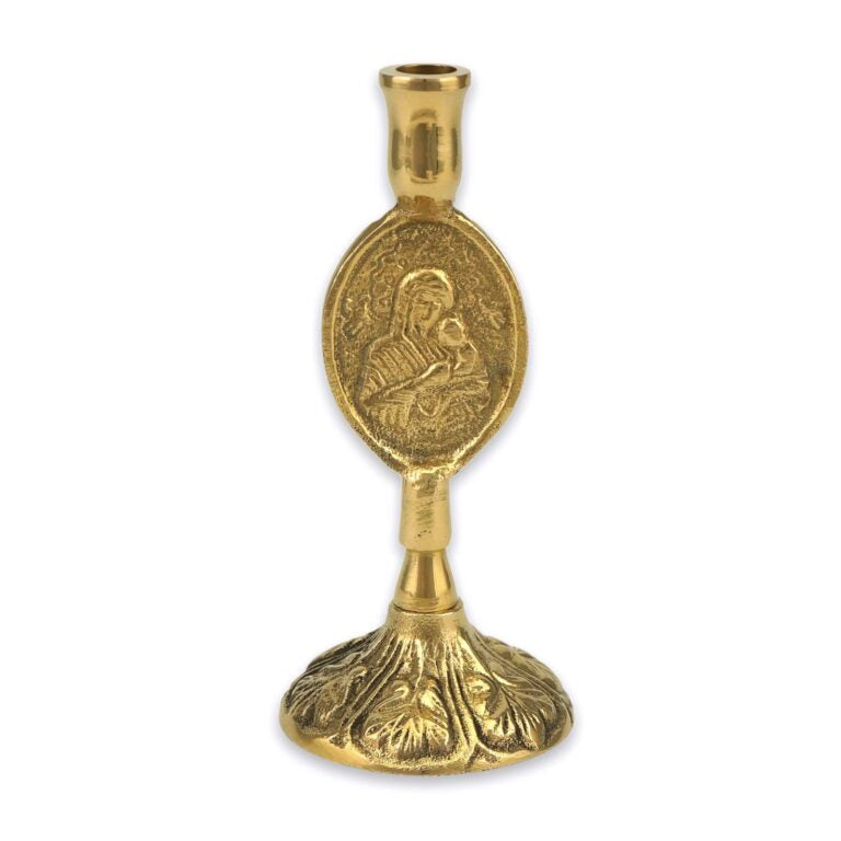Theotokos Brass Candle Holder