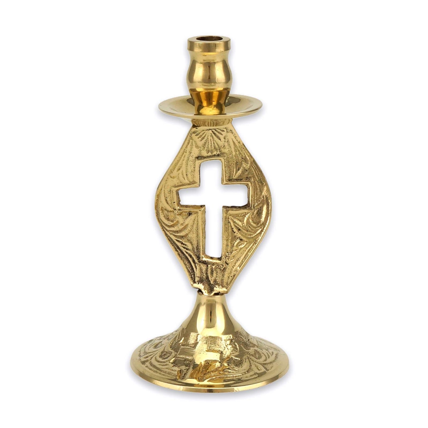 Cross Brass Candle Holder