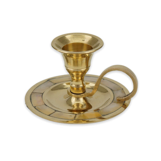 Mini Chamberstick Holder with Mother of Pearl Inlay